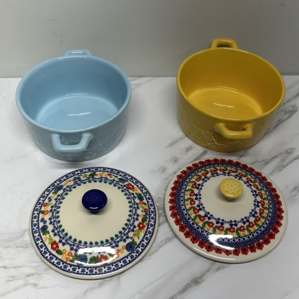 Pioneer Woman 14.4 Oz Stoneware Mini Casserole Dish With Lid. Set Of 2. MINT!!!! - Picture 2 of 5